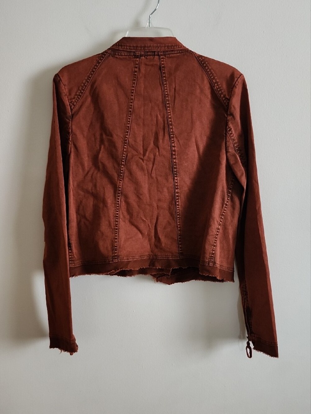 Free People Boho Collapsing Twill Raw Edge Jacket Hanna Rustic Orange women Sz M - Picture 7 of 10